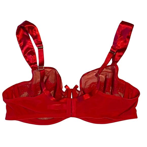 Red Cacique Mesh and Lace Underwire Bra Size 42D - Picture 2 of 4